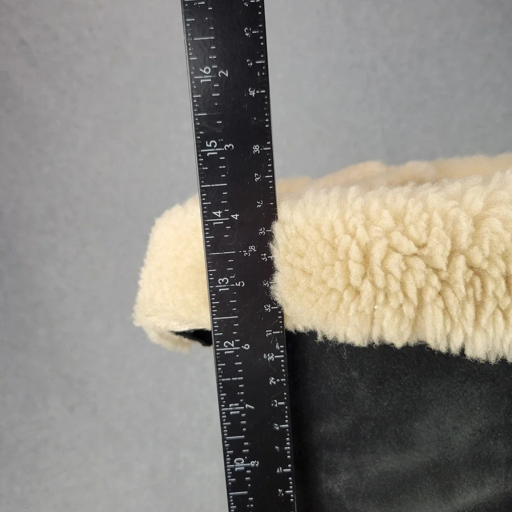 Ugg Upside 5163 Tall Lace Up Boot Women 9 Black Suede Shearling Lining
